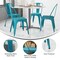 Emma and Oliver Commercial Grade 4 Pack Distressed Metal Indoor-Outdoor Stackable Chair